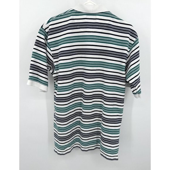 Vintage Pendleton Men's Cotton Polo Size L Blue Green Striped Sz L - Picture 4 of 6